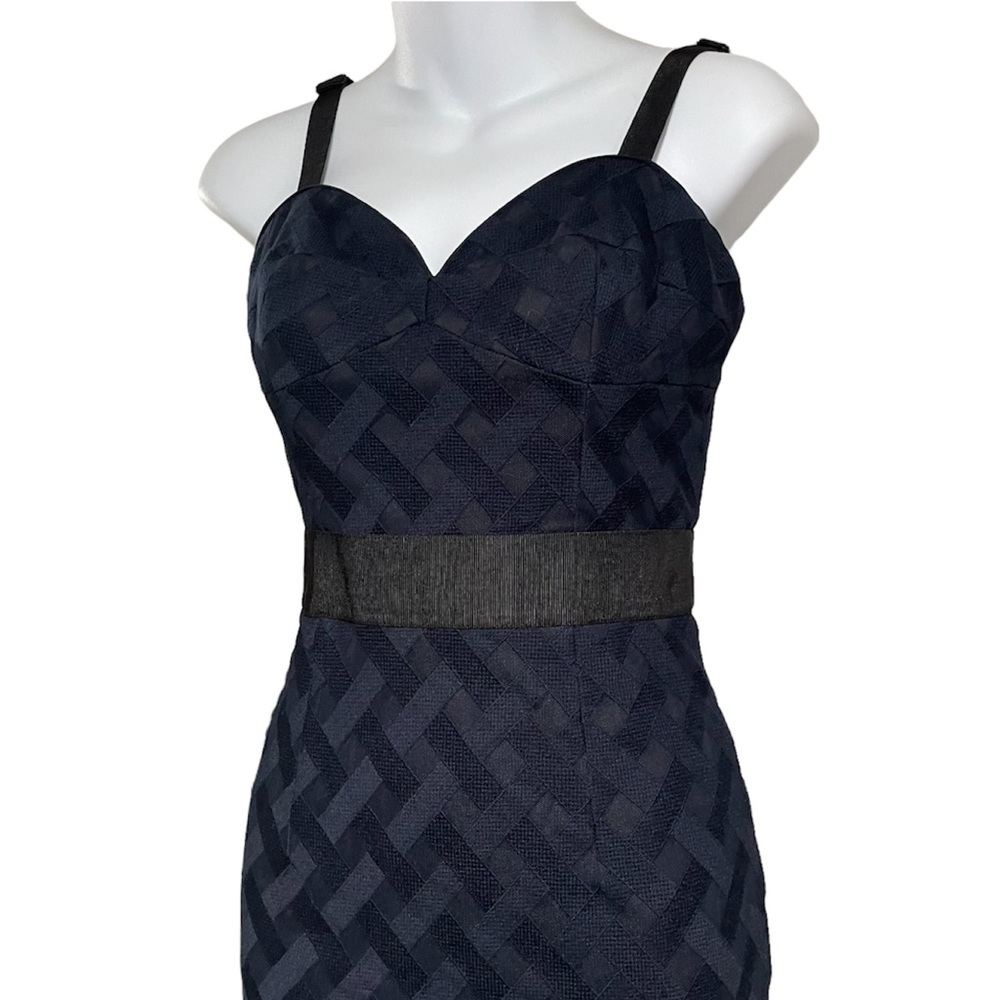 Milly Bustier Style Navy Cocktail Dress Ribbon Band 4